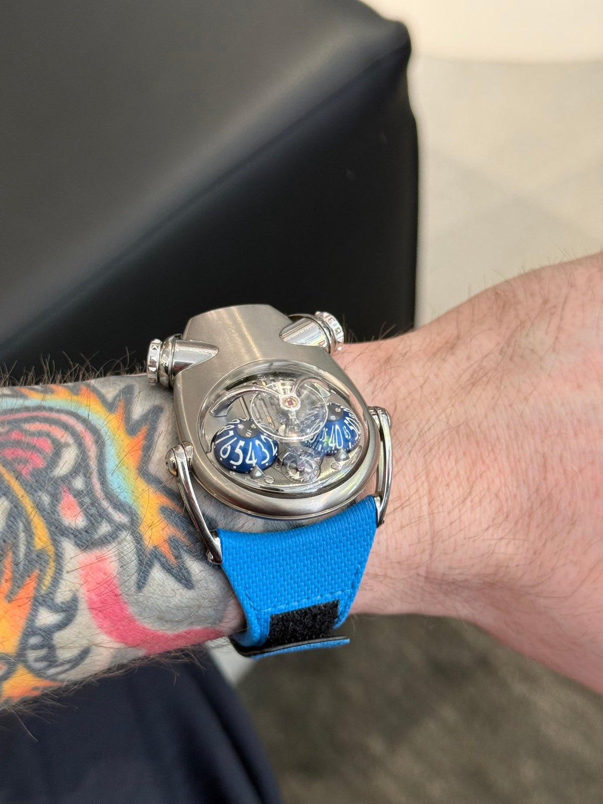 MB&F HM10 Bulldog Ti on the wrist — photo: Uncommon Artifact