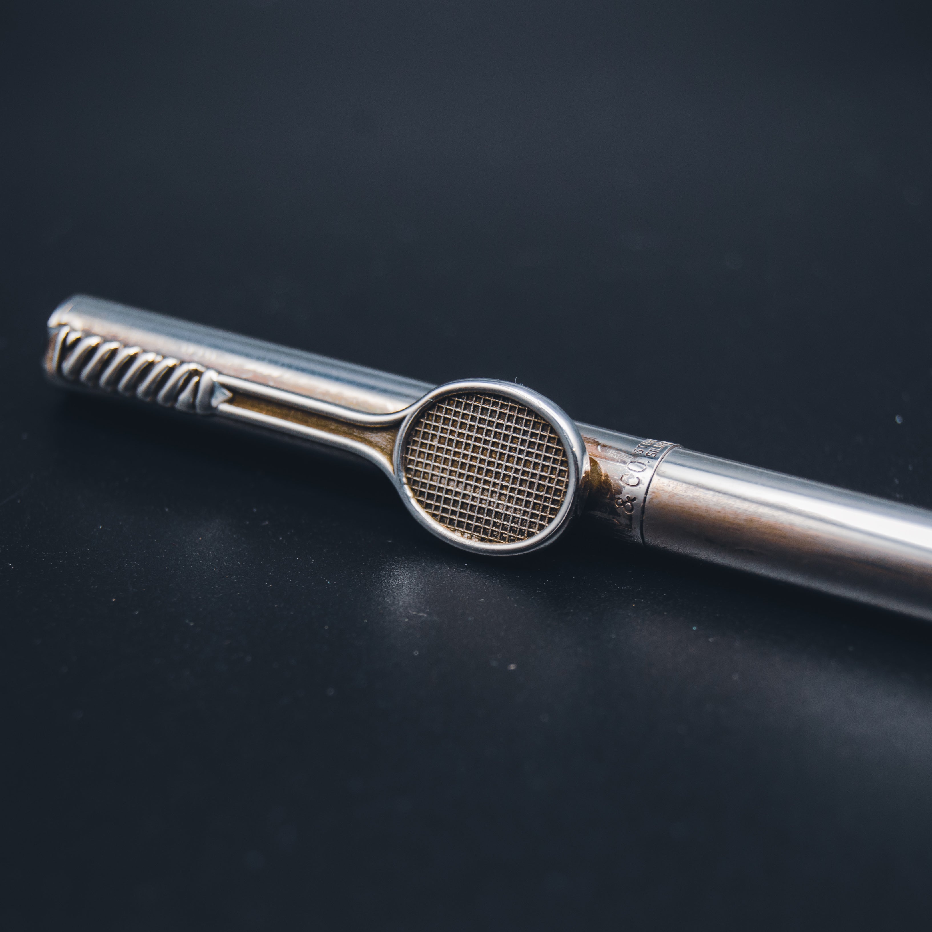 Vintage Tiffany & Co. Sterling Silver Tennis Racket Pen - Original Blue Box & Pouch - Full Set