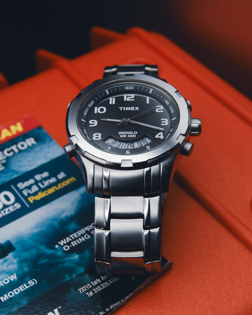 Timex Ana-Digi "Smiley" Hybrid Watch - Stainless Steel Alarm Chronograph - Indiglo - Y2K Era