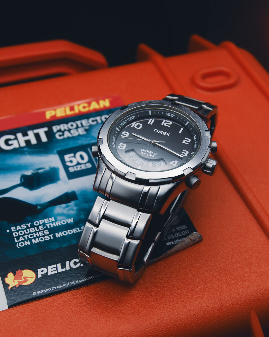 Timex Ana-Digi "Smiley" Hybrid Watch - Stainless Steel Alarm Chronograph - Indiglo - Y2K Era