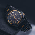 Vintage Seiko SQ Sports 150 Watch - Black Ceramic Coated & Gold - Thin Case - Screw Down Back - 1980s Quartz