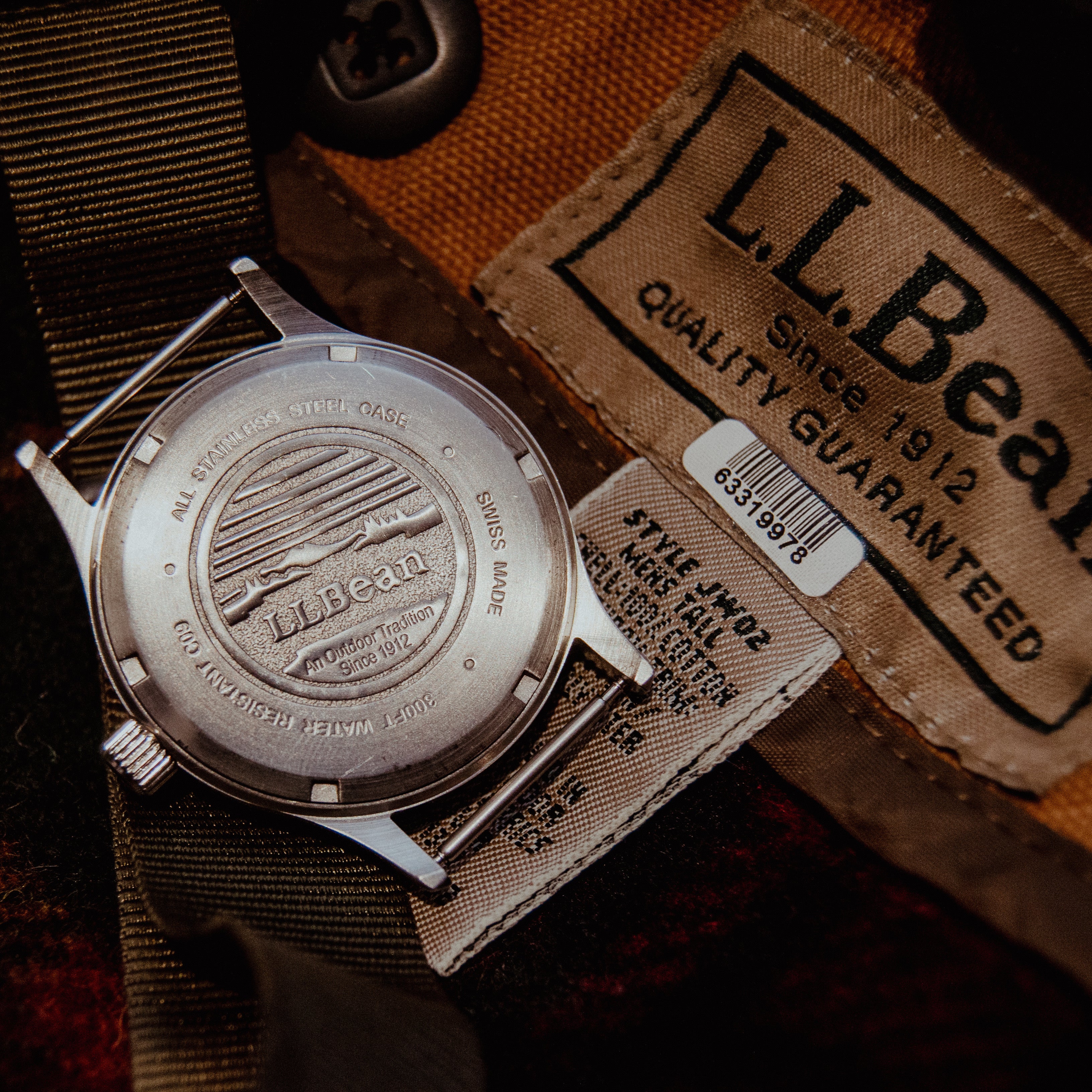 Vintage L.L. Bean Swiss Field Watch - White Dial 24-Hour - 300FT Stainless Steel - 1990s Outdoor Tool Watch