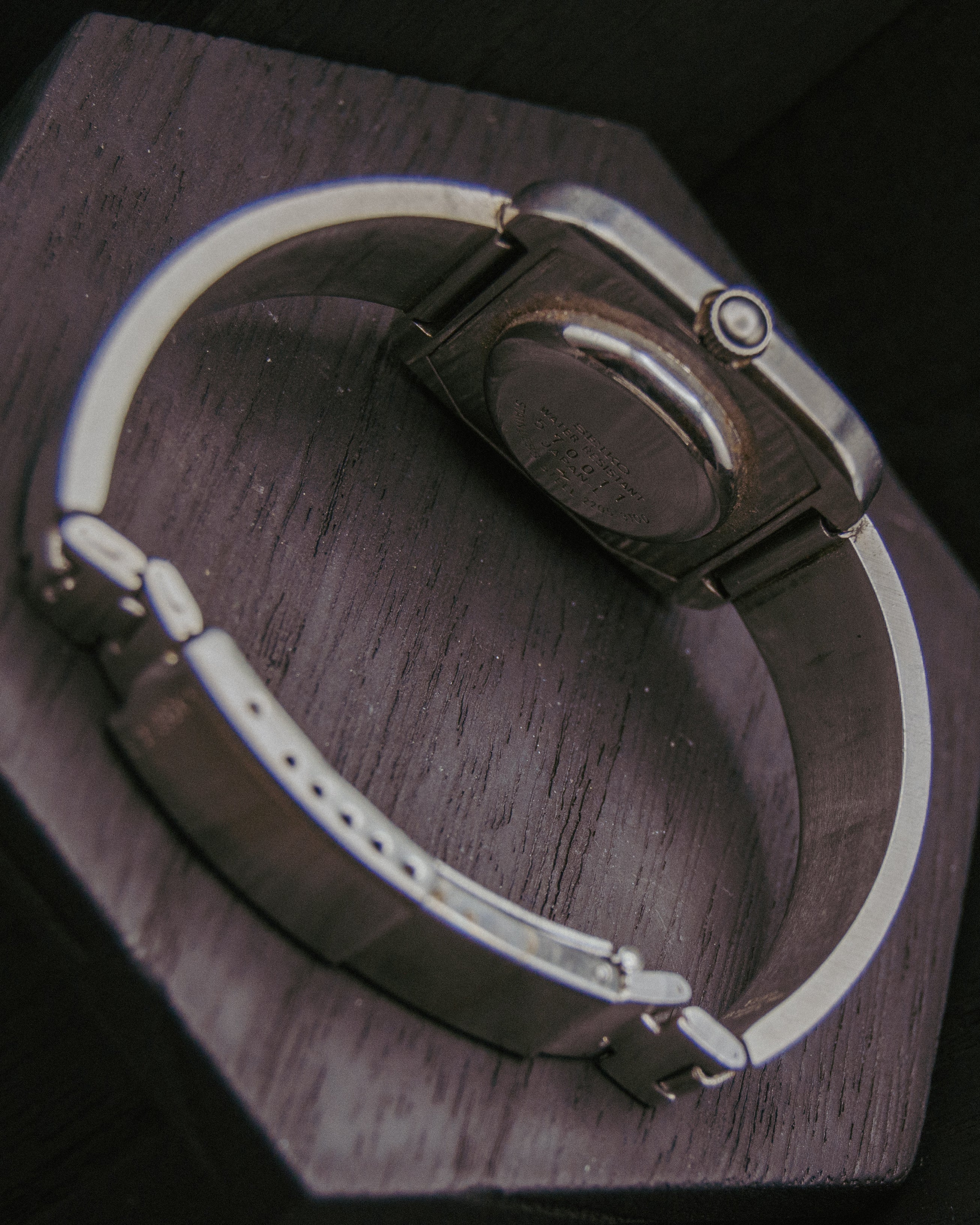 Vintage 1970s Seiko Ladies Automatic Watch - Hi-Beat 2205 - TV Dial - Stainless Steel Cuff Bracelet