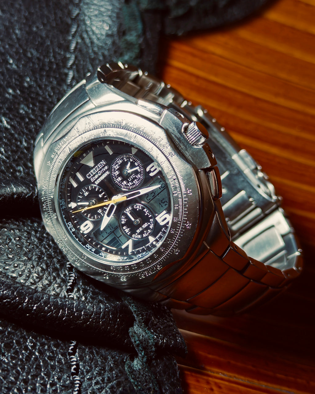 Citizen Eco-Drive World Time Skyhawk Chronograph Model C651