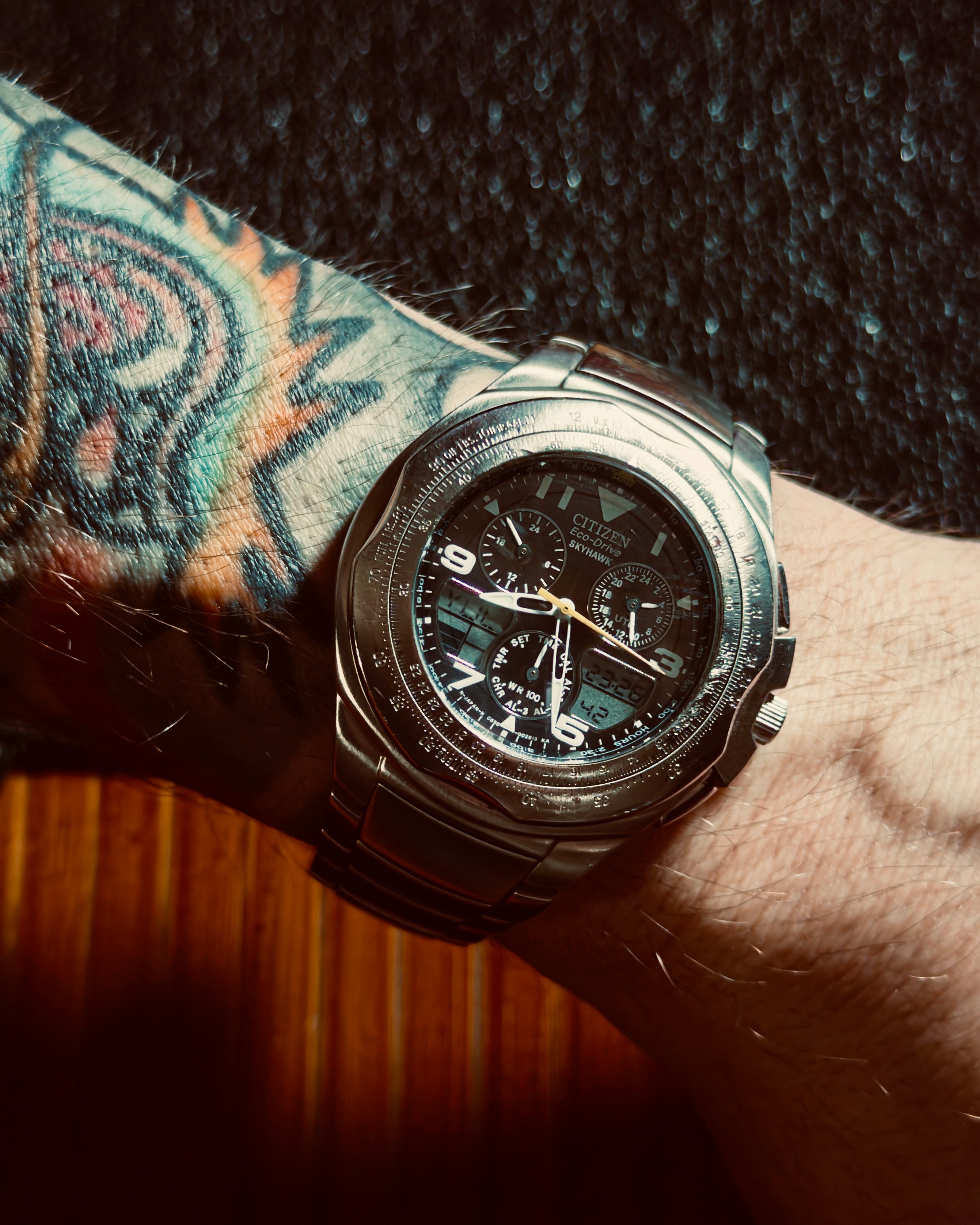 Citizen Eco-Drive World Time Skyhawk Chronograph Model C651