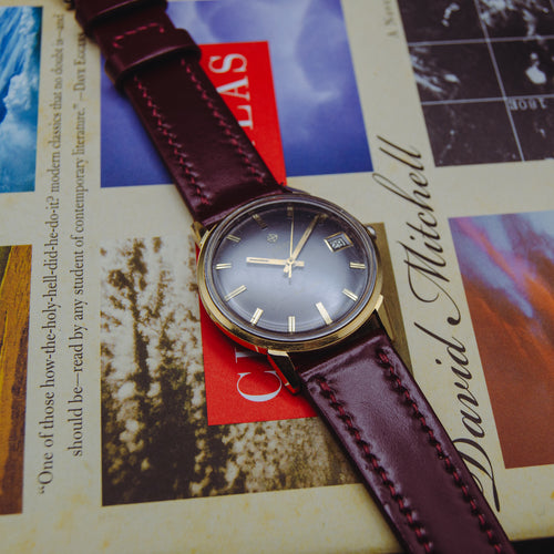 1960s Zodiac Hermetic Automatic - Grey Dial - Custom Oxblood Shinki Hikaku Leather Strap