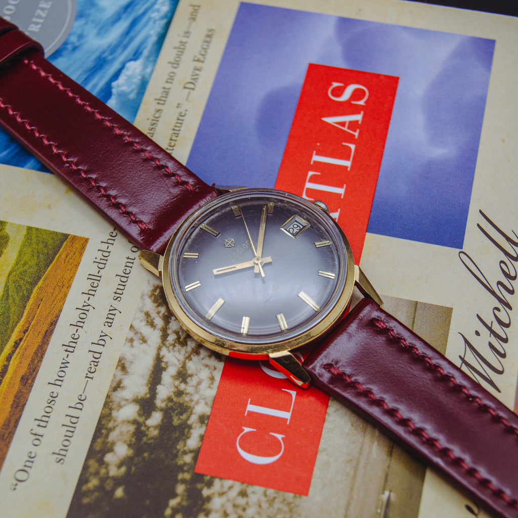 1960s Zodiac Hermetic Automatic - Grey Dial - Custom Oxblood Shinki Hikaku Leather Strap