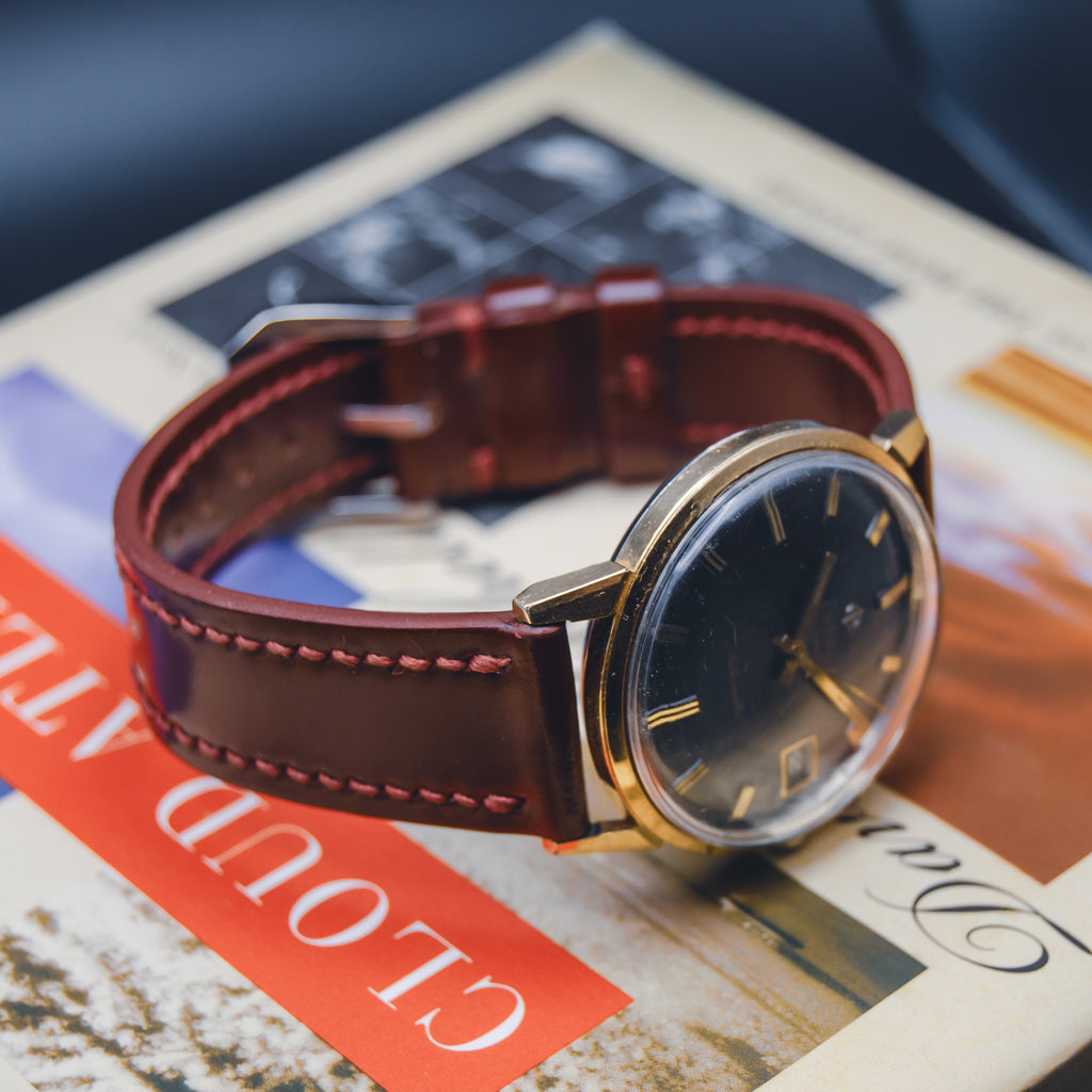 1960s Zodiac Hermetic Automatic - Grey Dial - Custom Oxblood Shinki Hikaku Leather Strap