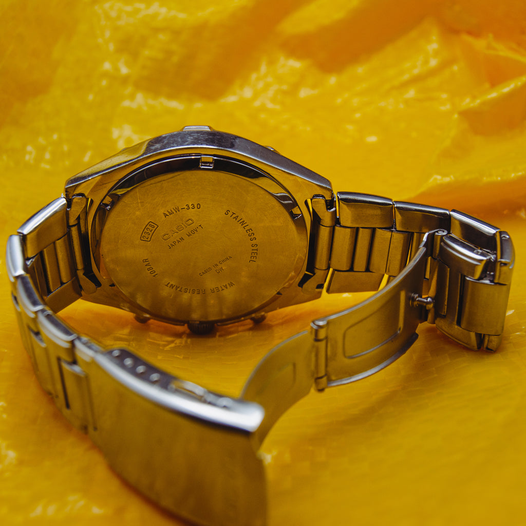 1990s Casio AMW-330 Chronograph - Compass Bezel - 100M Diver Style - Black Dial